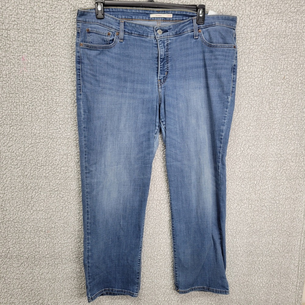 Levis Boyfriend Jeans Womens 20W Medium Wash Stretch Denim Mid Rise Straight Leg